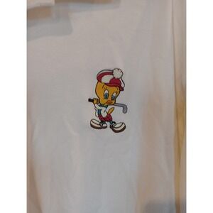 Mens XXL Looney Tunes Tweety Bird Golf Polo Shirt White Acme Clothing Co Vintage